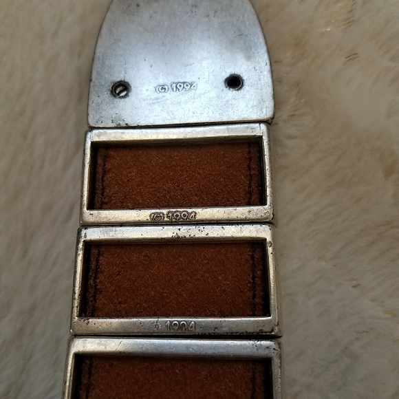 Brighton Vintage 1994 Leather Western Metal Link Chain Belt